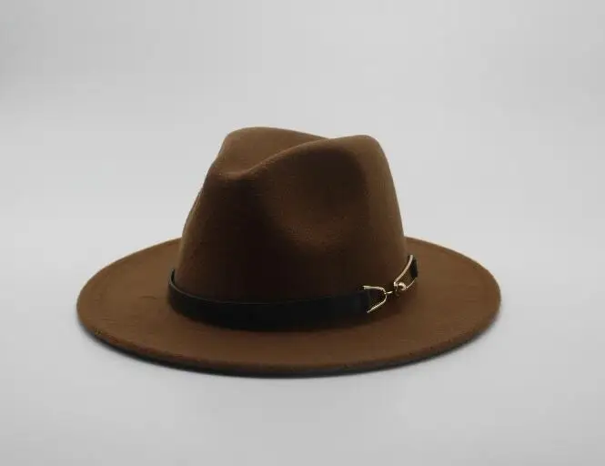 Мода широкими полями осенние женские модные Top Hat Джаз шапка зимняя шляпа-федора шерстяные Шапки новое поступление черные шляпы для женщин - Цвет: 8