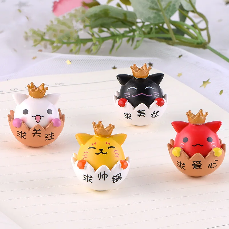 4 шт. корона котенок кошка миниатюрная Статуэтка Мультяшные фигурки животных