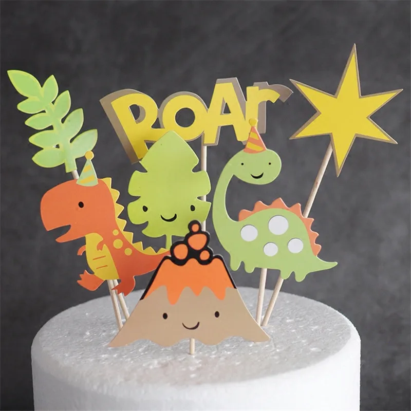 Омилут 24шт Фигурки динозавров для торта и декорирования День Рождения детей.