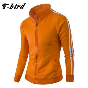 Толстовка мужская на молнии T-bird, брендовая повседневная кофта с высоким воротником, спортивное Полосатое худи, 4XL QAZ, осень 2018