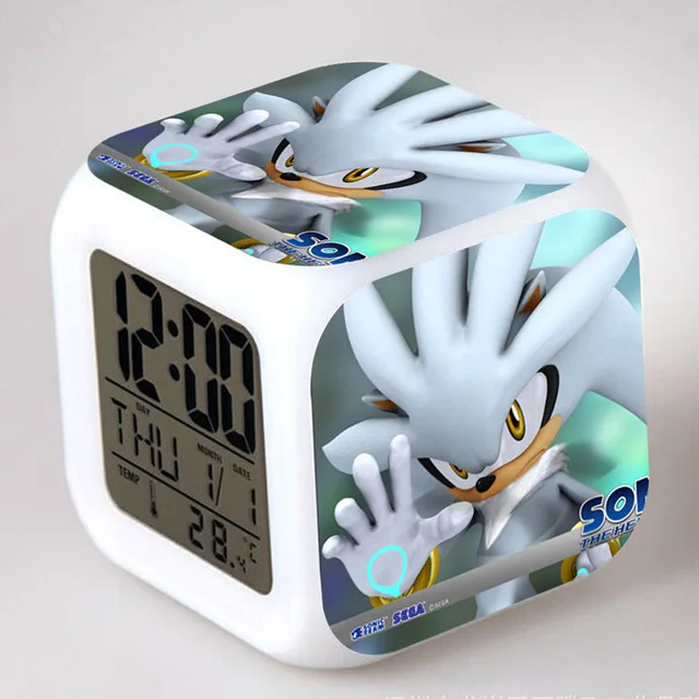 Светло-серый Sonic the Hedgehog светодиодный Будильник хвосты Miles Prower часы reloj despertador цифровые часы Dr. Robotnik horloge digitale Saat - Цвет: Светло-серый