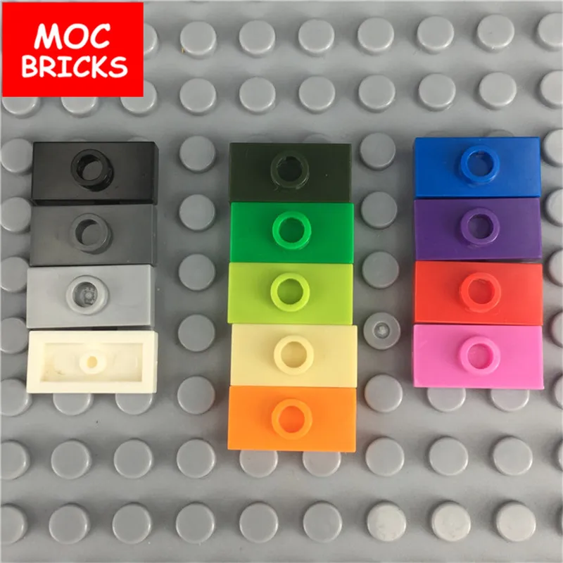 10 шт./лот MOC Кирпичи DIY Красочные 1x2 пластины модифицированные 1 гвоздик подходит