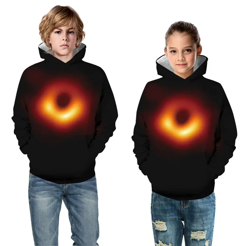 Space Black Hole Print 3D Boys Girls Hoodies Casual Thin Long Sleeve Sweatshirt Hooded Kids Pullover Streetwear 6 8 9 10 Years |