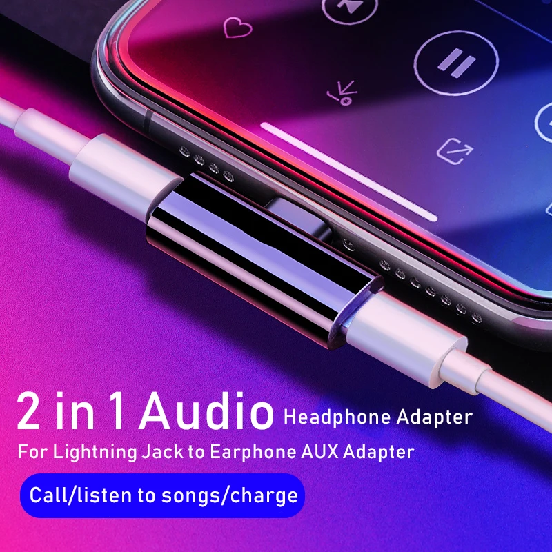 BoeYink 2 в 1 аудио адаптер зарядки для iPhone 7 8 Plus X Двойной Аудио зарядки наушников адаптер мини конвертер вызова