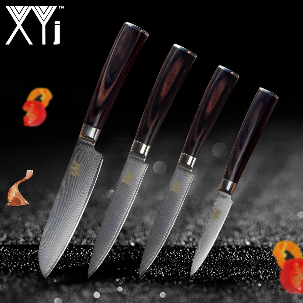 Кухонный нож XYj Новое поступление 2019 дамасский кухонный VG10 Core японский стальной