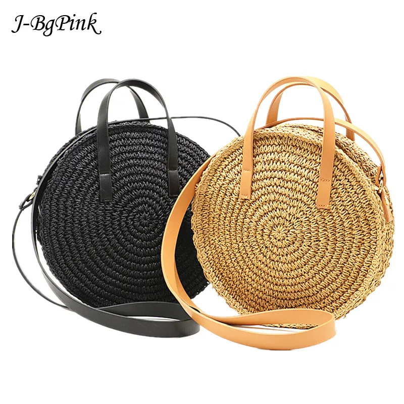 Винтажная новая круглая ручная Плетеная соломенная сумка через плечо ручной