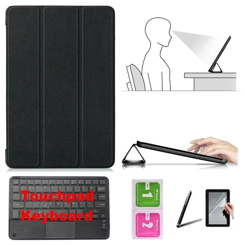 CBK7-BK Набор аксессуаров для Xiaomi MiPad Mi Pad 2/3 7,9 дюймов-чехол+ Bluetooth клавиатура+ Защитная пленка+ стилус - Цвет: CBK7-BK