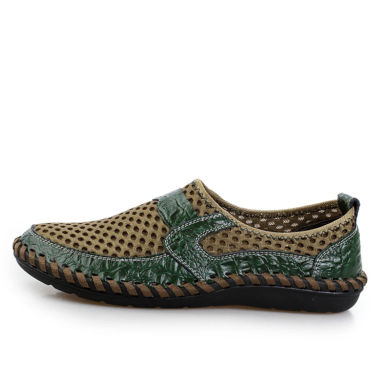 2020 Summer Breathable Mesh Shoes Mens Casual Genuine Leather Slip On Brand Fashion Man Comfortable Loafers | Обувь