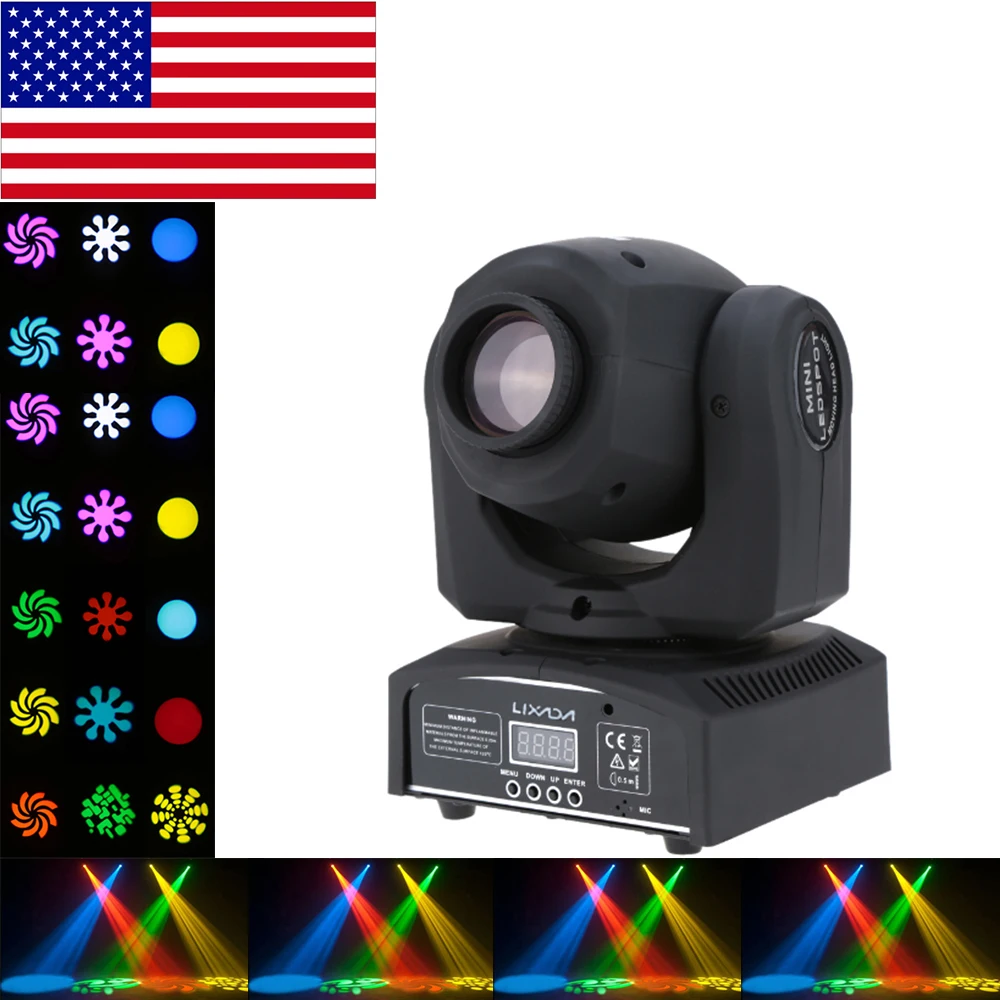 Lixada DMX-512 Dj светильник s мини движущаяся голова светильник 8 цветов 9/11 каналов вечерние дискотеки шоу стробоскоп светильник s 25 Вт AC 100-240 в звук активный