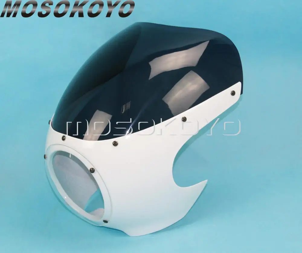 Мотоцикл Кафе Racer головной светильник обтекатель 5-3/" передний светильник Маска Крышка для Harley Chopper Bobber Sportster Dyna Softail - Цвет: white smoke