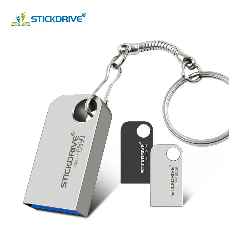Высокоскоростной USB 3,0 Металлический флеш-накопитель 16 ГБ 32 ГБ 64 ГБ 128 ГБ флеш-накопитель мини usb флеш-накопитель флешки с цепочкой для ключей