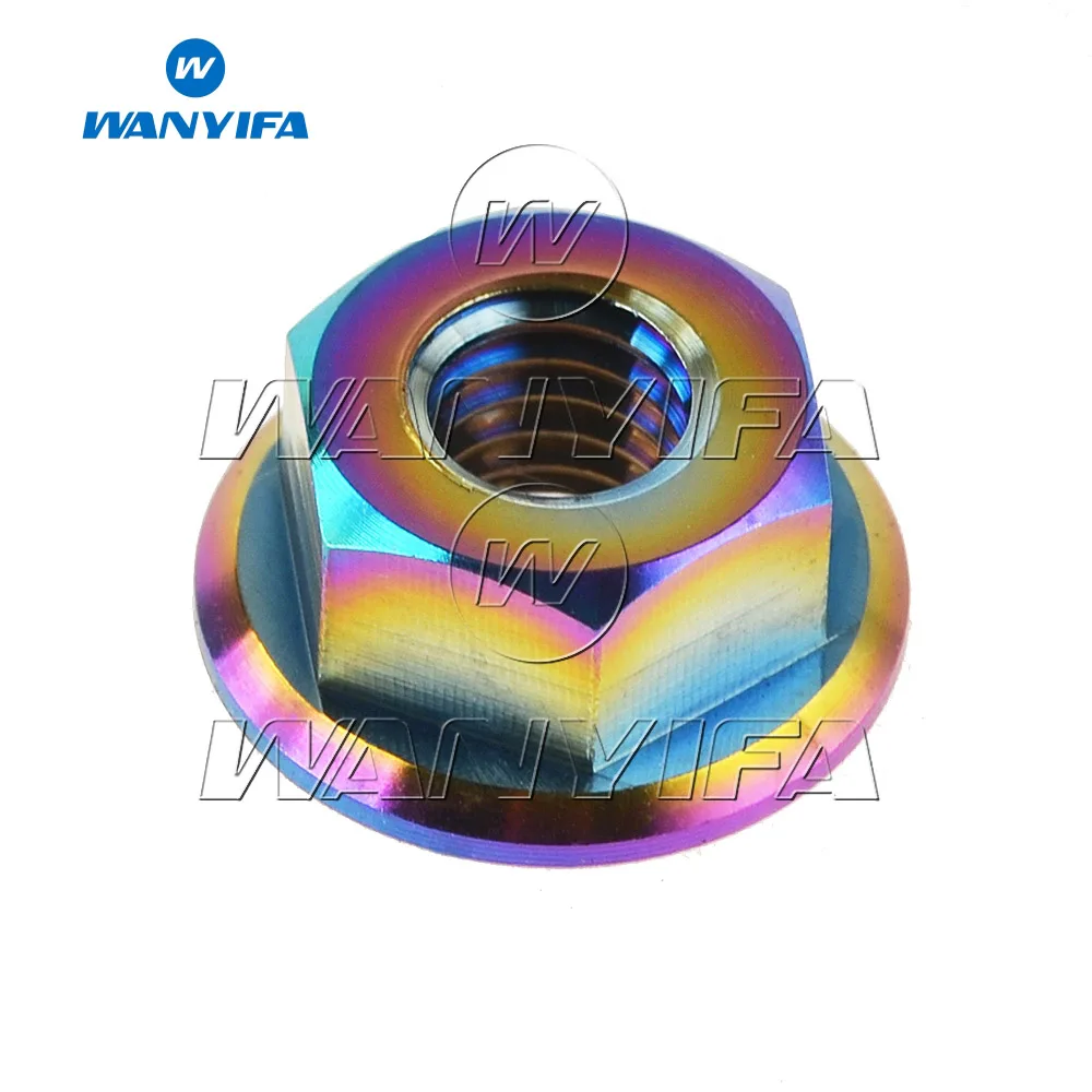 Rainbow Титановый "Wanyifa" M5 M6 M8 M10 M12 M14 гайки с фланцем для велосипеда для автомобилей и мотоциклов - Цвет: Rainbow