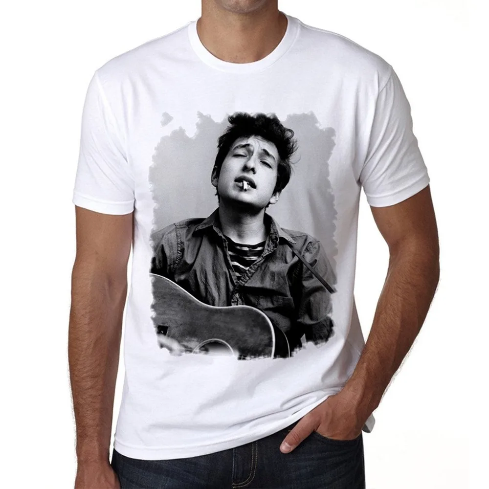 Fresh Design Summer Bob Dylan Guitar Men's T-shirts Picture Men Gift Shirts Short Sleeve Novelty | Мужская одежда