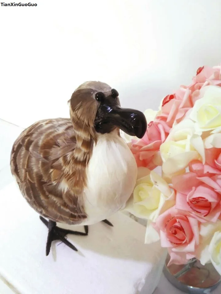 Модель птицы dodo большая 32x25 см пена и перья серая птица ручная работа украшение