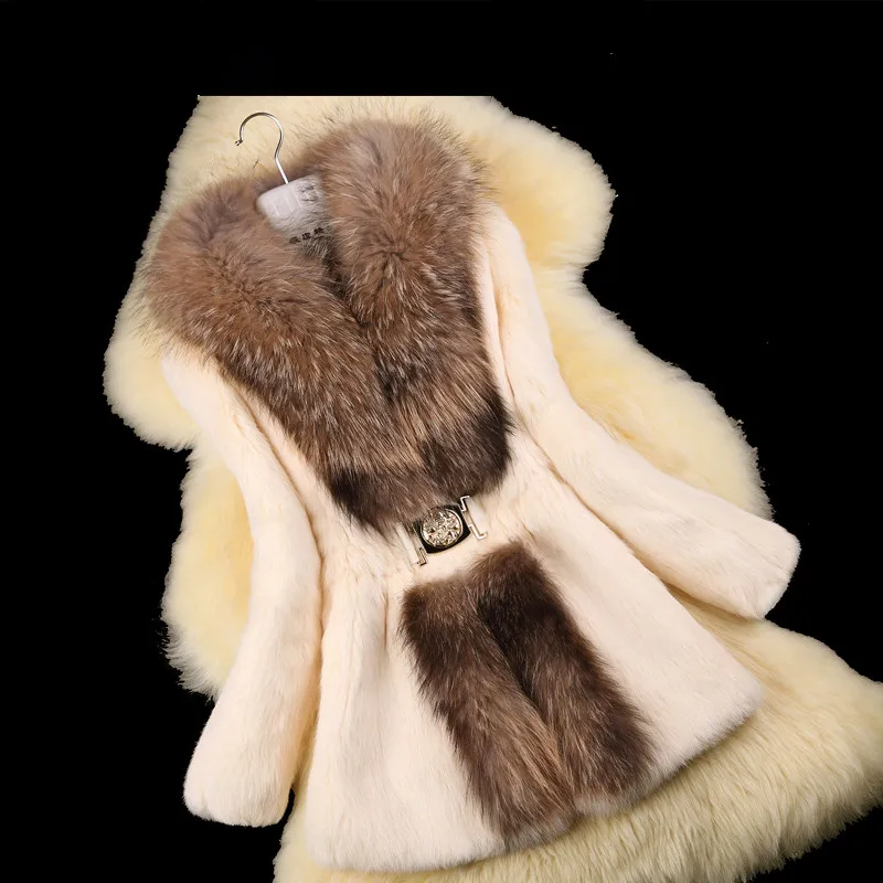 Осеннее Женское пальто с натуральным кроличьим мехом зимний Женский Тренч