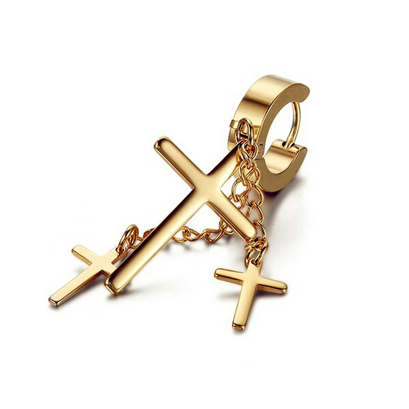 Панк черный серебристый цвет золото три креста Нержавеющая сталь английском