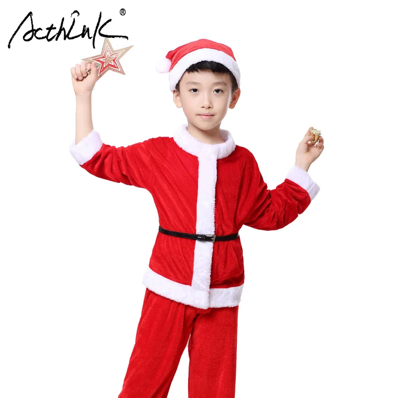 ActhInK Новый рождественский костюм Санта-Клауса для мальчиков 4 шт. брендовый