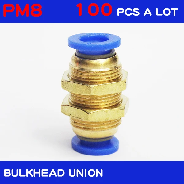 

PM8 free shipping HIGH QUALITY 100Pcs a lot 8mm Quick Joint Connecting Pneumatic Air Tubing Fittings pneumatic connectors