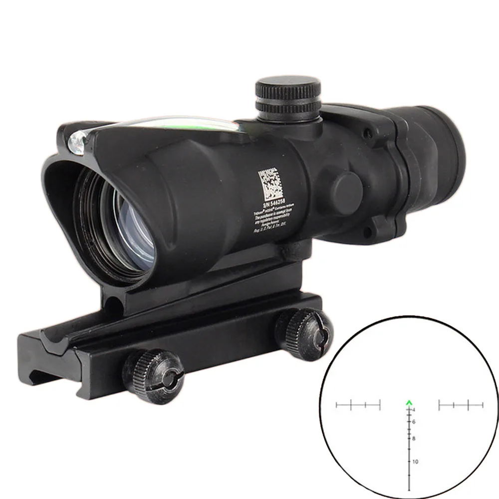 Охотничий Прицел ACOG 4X32 настоящая красная зеленая ткань оптика боковая иллюминация шеврон сетка тактический оптический прицел с - Цвет: green fiber