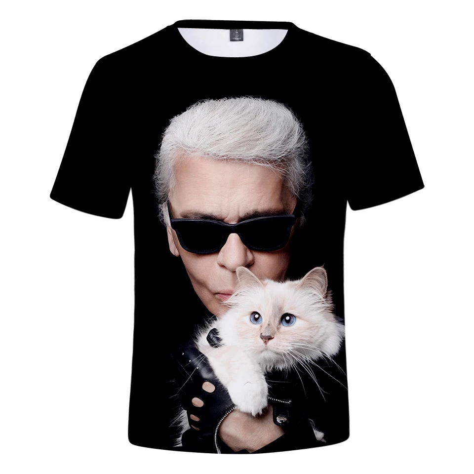 3d футболка Harajuku женская T 2019 Karl Lagerfeld Для женщин/Для мужчин короткий рукав пары