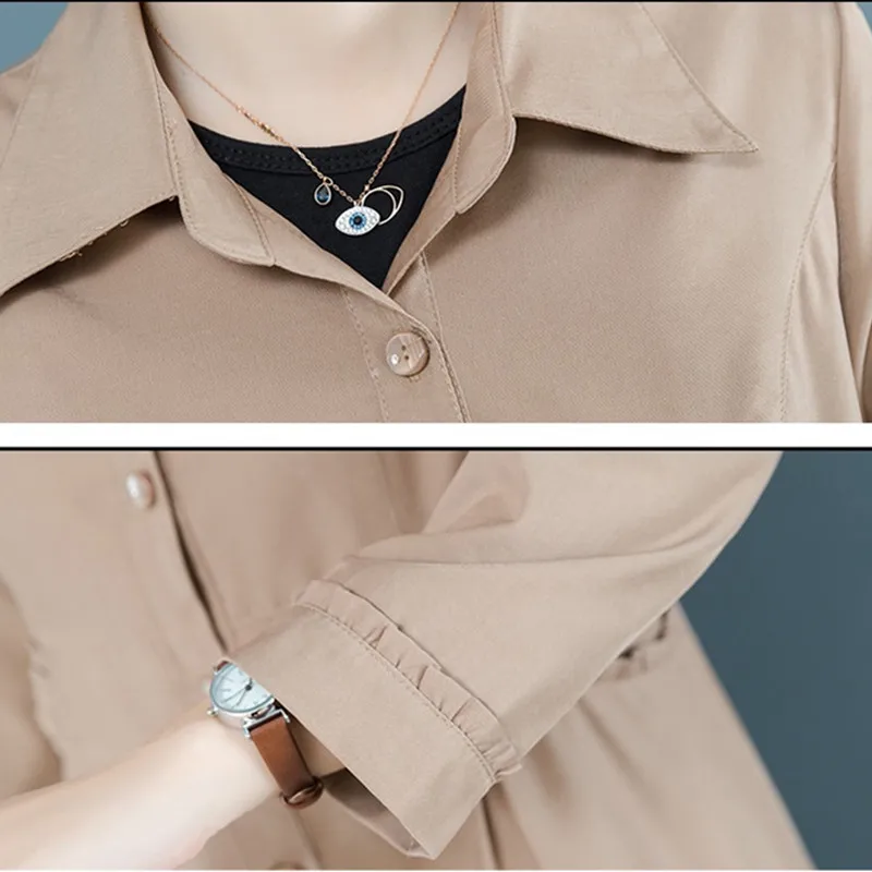 YAGENZ Trench Coat For Women Overcoat Plus size Spring Autumn Ladies Coats Clothes Single-breasted Casual Windbreaker 320 | Женская