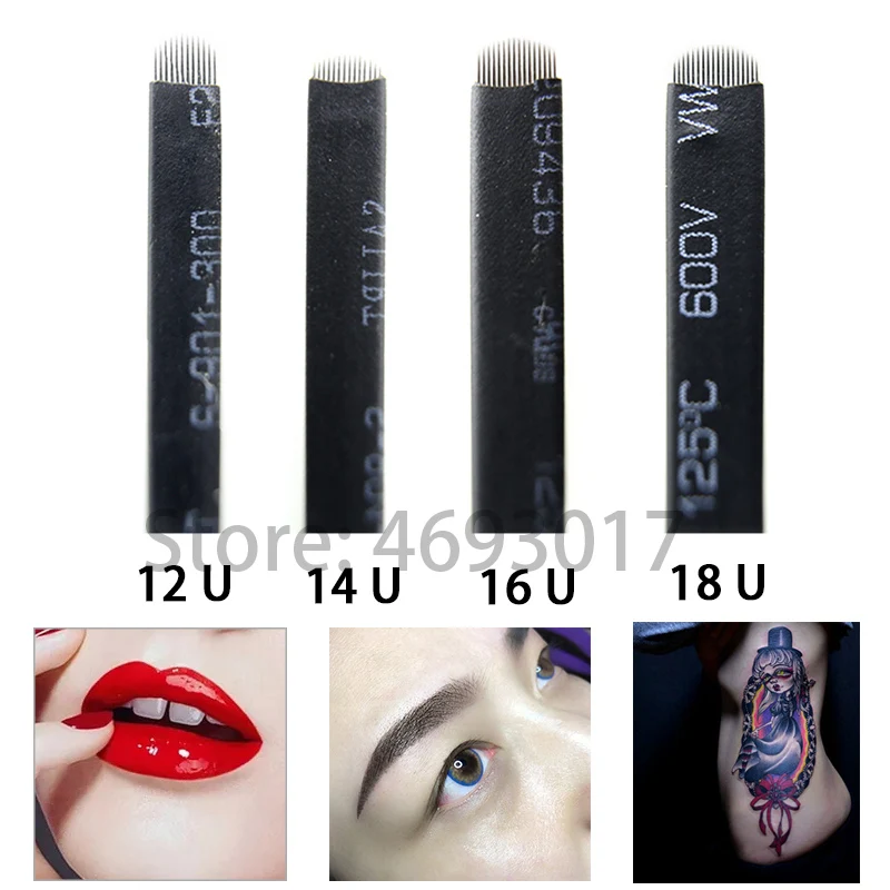 Лезвия для тату шт. 0,18 мм 500 Agulhas Ламина Para Tebori Flex Microblading Вышивка крестом иглы 12 14 16 18 U шпильки форма для ручная ручка для бровей