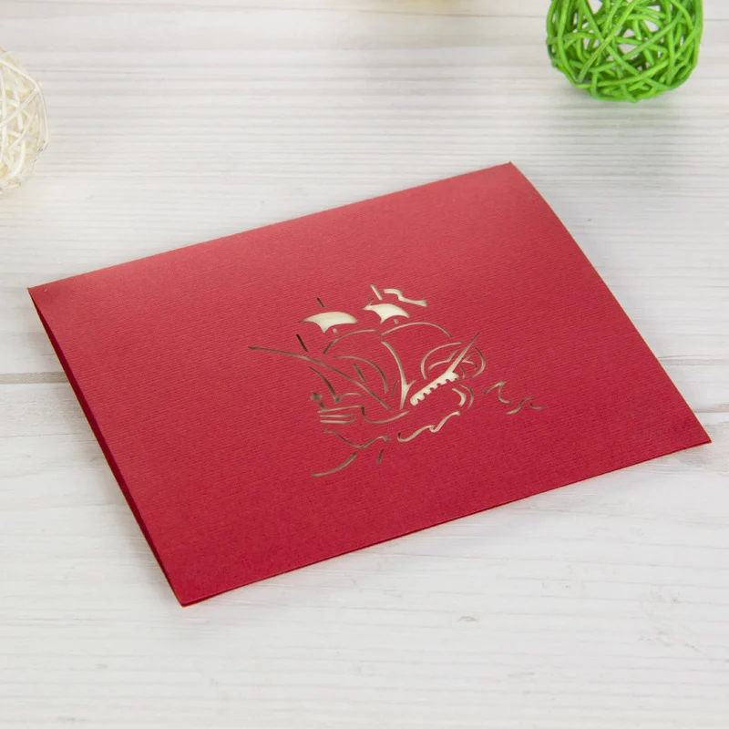 3D лазерная резка Горячая поп ручная резьба древняя парусная лодка бумага