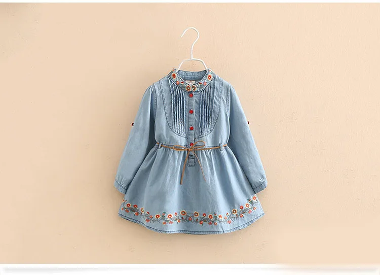 Новинка года джинсовое платье для девочки от 3 до 10 лет хлопковое платье с вышивкой для девочек детская одежда с длинным рукавом для девочек-подростков лето