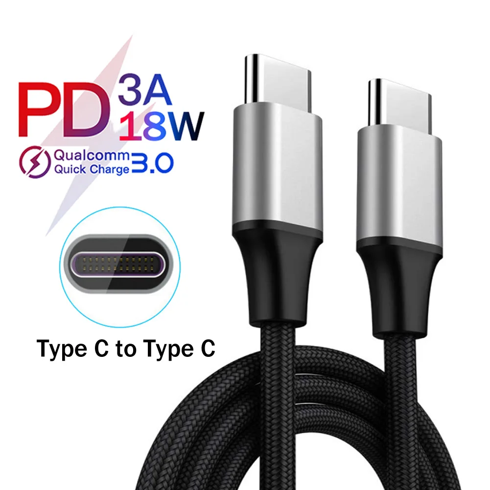 Jetjoy USB C к USB C type C кабель Male to Male 3A PD кабель для быстрой зарядки данных зарядный кабель нейлоновый плетеный провод PD 18 Вт Быстрая зарядка