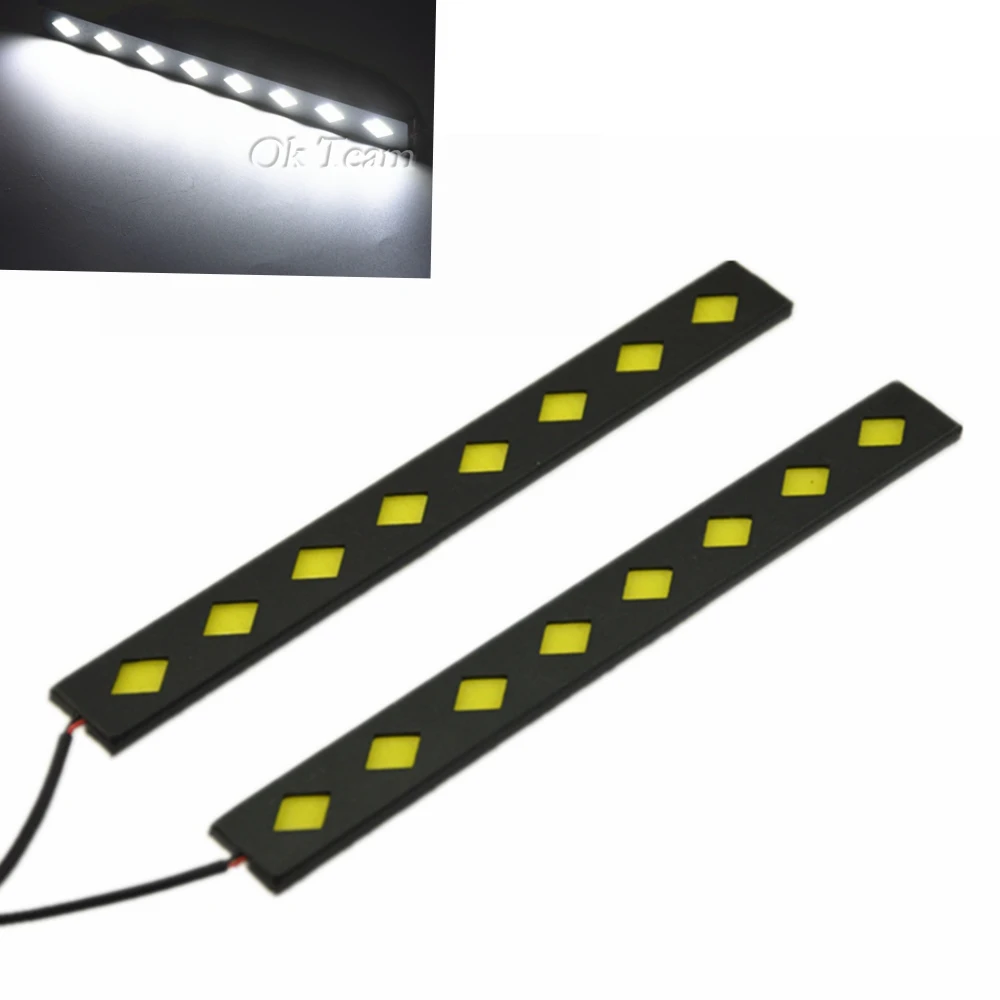 

External Lights 2pcs 12V 20.5cm 8 led Waterproof Car LED COB DRL Driving Daytime Running Light Fog Lamp 12V DC high quality
