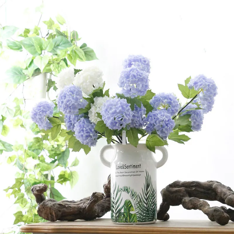 Искусственный цветок 2 головы Снежинка искусственные растения Гортензия