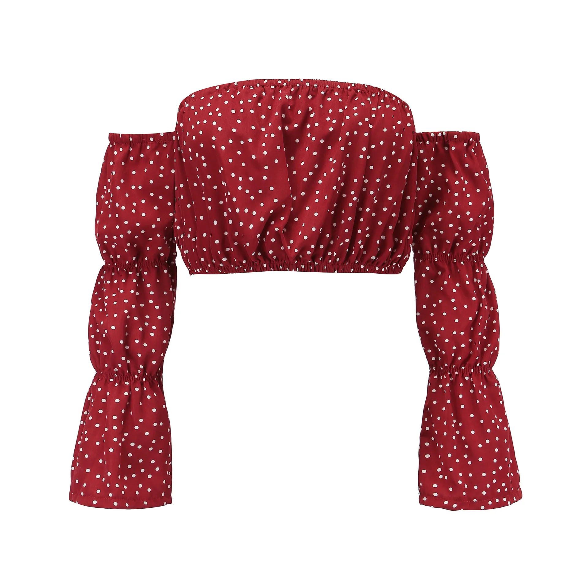 Шифоновая Сексуальная рубашка в горошек Frint Red Boho Женская короткая Топ на одно