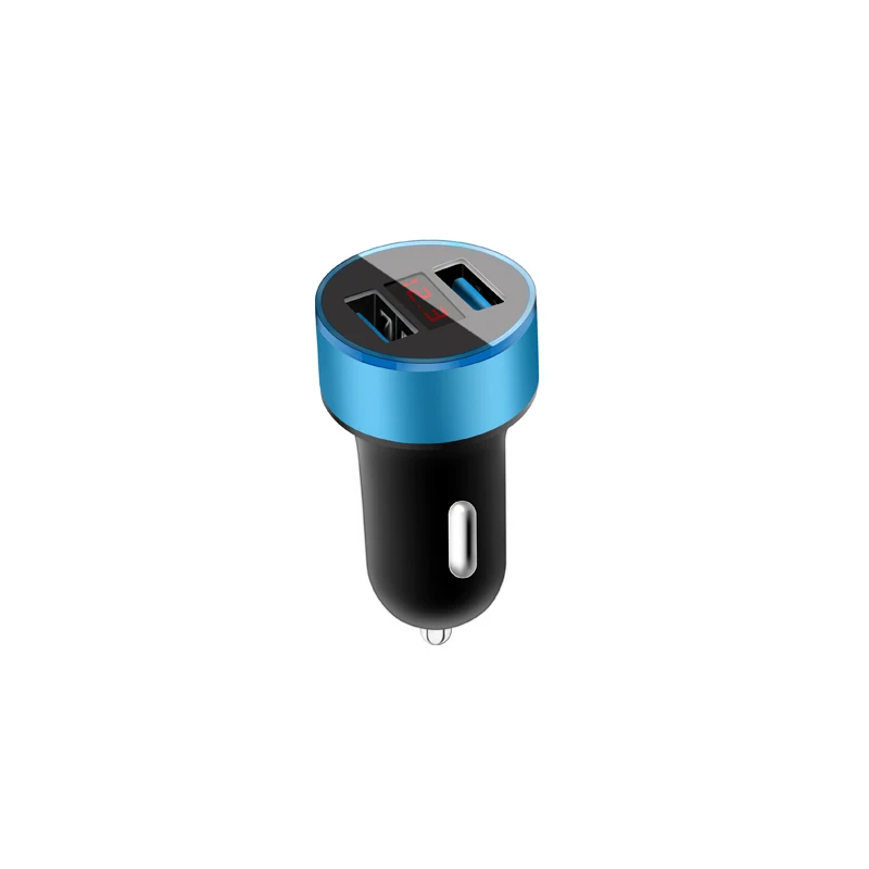 Blue Двойной USB 3.1A автомобильное зарядное устройство 2 порта ЖК-дисплей Зажигалка на электропитании автомобильное зарядное устройство для iphone samsung xiaomi huawei и т. Д - Название цвета: Blue