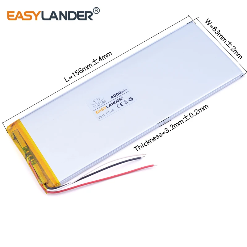 3263156 3 7 V 4000mAh литий полимерный ионный аккумулятор для планшетного ПК CHUWI Hi8 hi8 pro xv8
