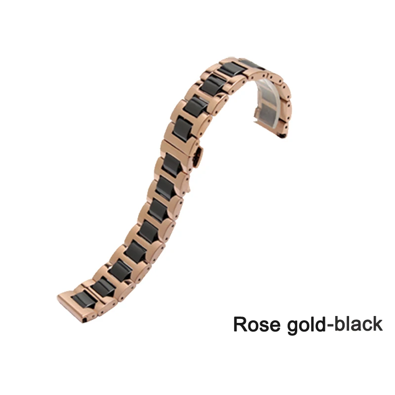 Rose gold black Роскошные керамические часы из нержавеющей стали ремешок для samsung Galaxy Watch 42 46 мм браслет для samsung gear S3 часы ремешок металлический ремень - Цвет ремешка: Rose gold black