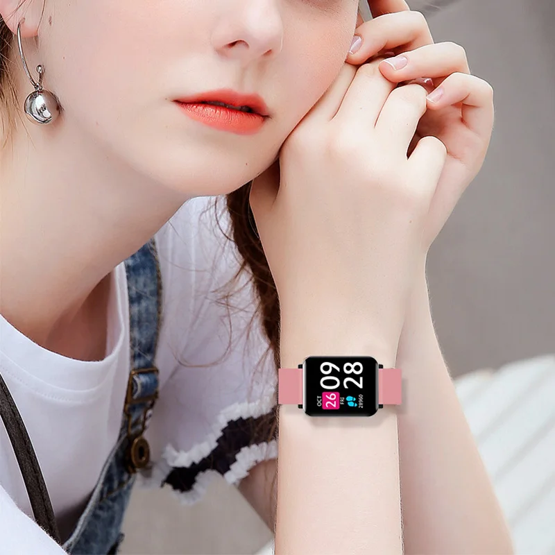 Квадратный Спорт Смарт часы Для женщин Дамы для Android IOS Smartwatch женские Фитнес