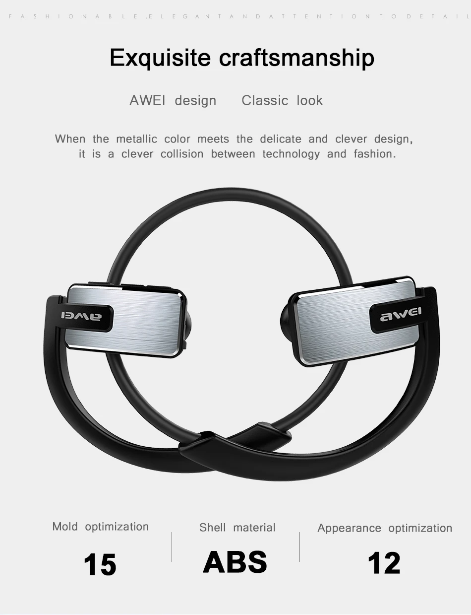 AWEI A883BL Спортивные Bluetooth наушники с микрофоном бас стерео водонепроницаемые беспроводные наушники с шумоподавлением Bluetooth гарнитура