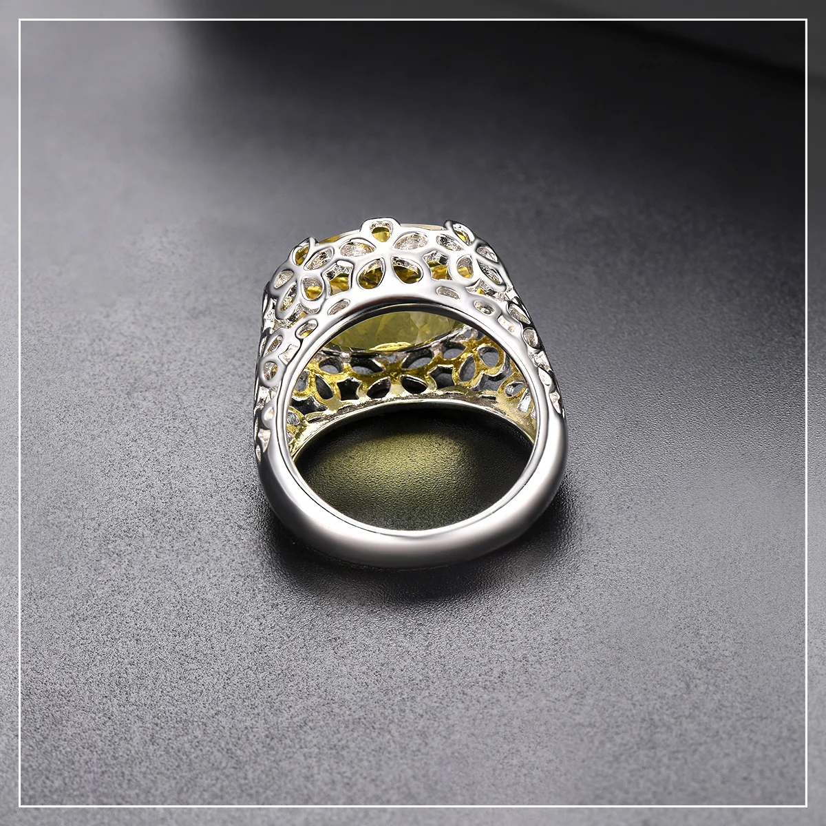 Hutang 8.60ct лимонный кварц обручальное кольцо натуральный драгоценный камень 925 пробы серебряные кольца изящные элегантные ювелирные изделия для женщин подарок