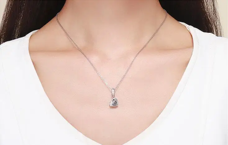 Fit Pandora браслет 925 серебро красный цирконовое сердце открытый Подарочная коробка Подвески для влюбленных кулон бусины DIY