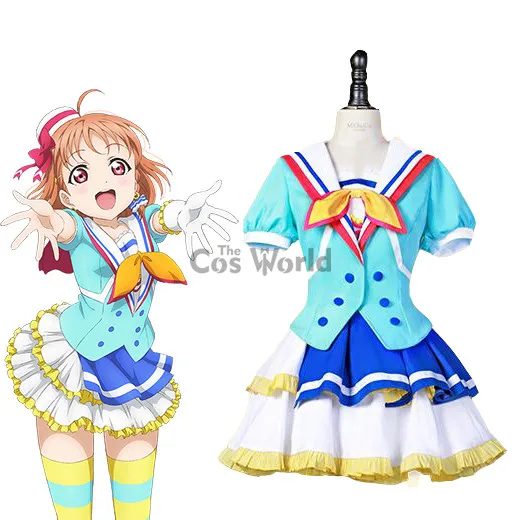 Милый! Солнечный свет! Aqours прыжки Сердце Takami Chika Костюм Форма моряка платье наряд