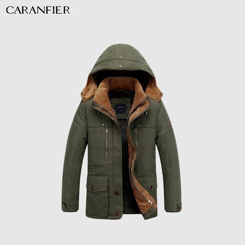 Мужская куртка с капюшоном CARANFIER верхняя одежда зимние теплые парки высокое