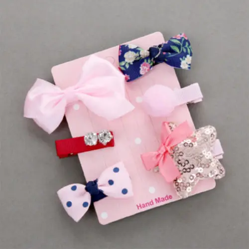 

New 6Pcs Hairpin Baby Girl Hair Clip Bow Flower Mini Barrettes Star Kids Infant