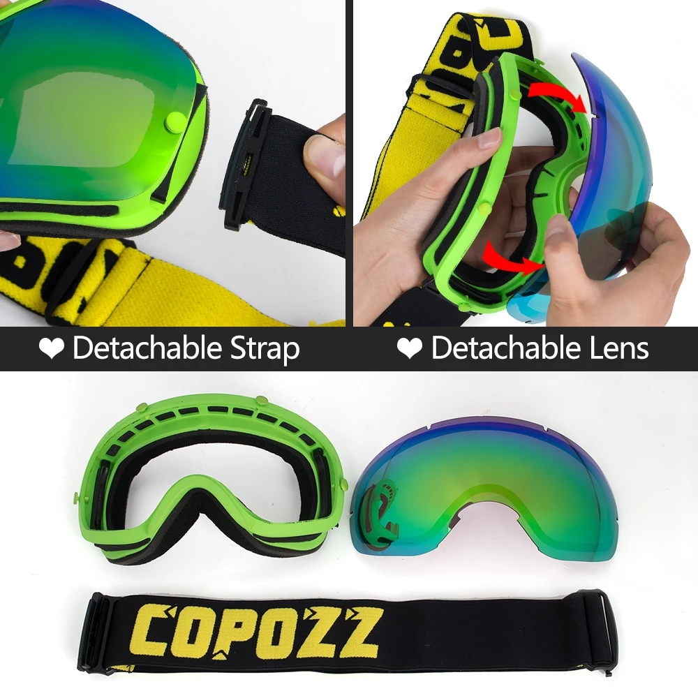 COPOZZ лыжные очки безрамные двойные линзы 100% защита UV400 для взрослых сноуборд