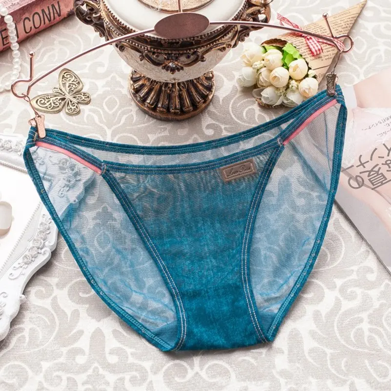Имитация джинсовых женщин прозрачные сексуальные трусики бесшовные кружевные