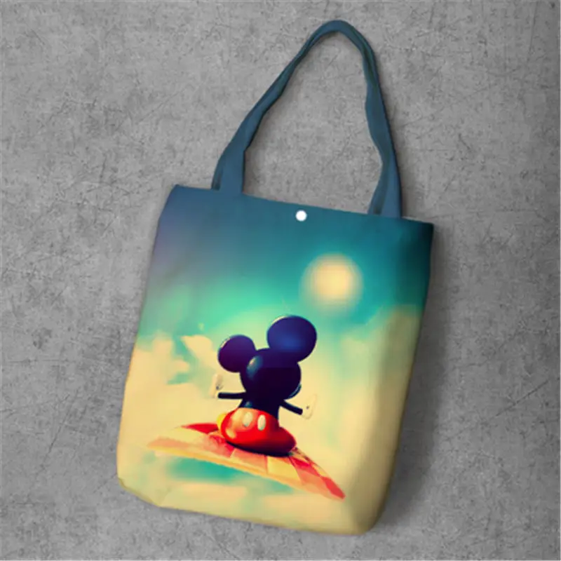 Disney сумки высокой емкости мультфильм Микки Маус Холщовая Сумка шоппер для плеча хозяйственная сумка Минни Маус - Цвет: 10