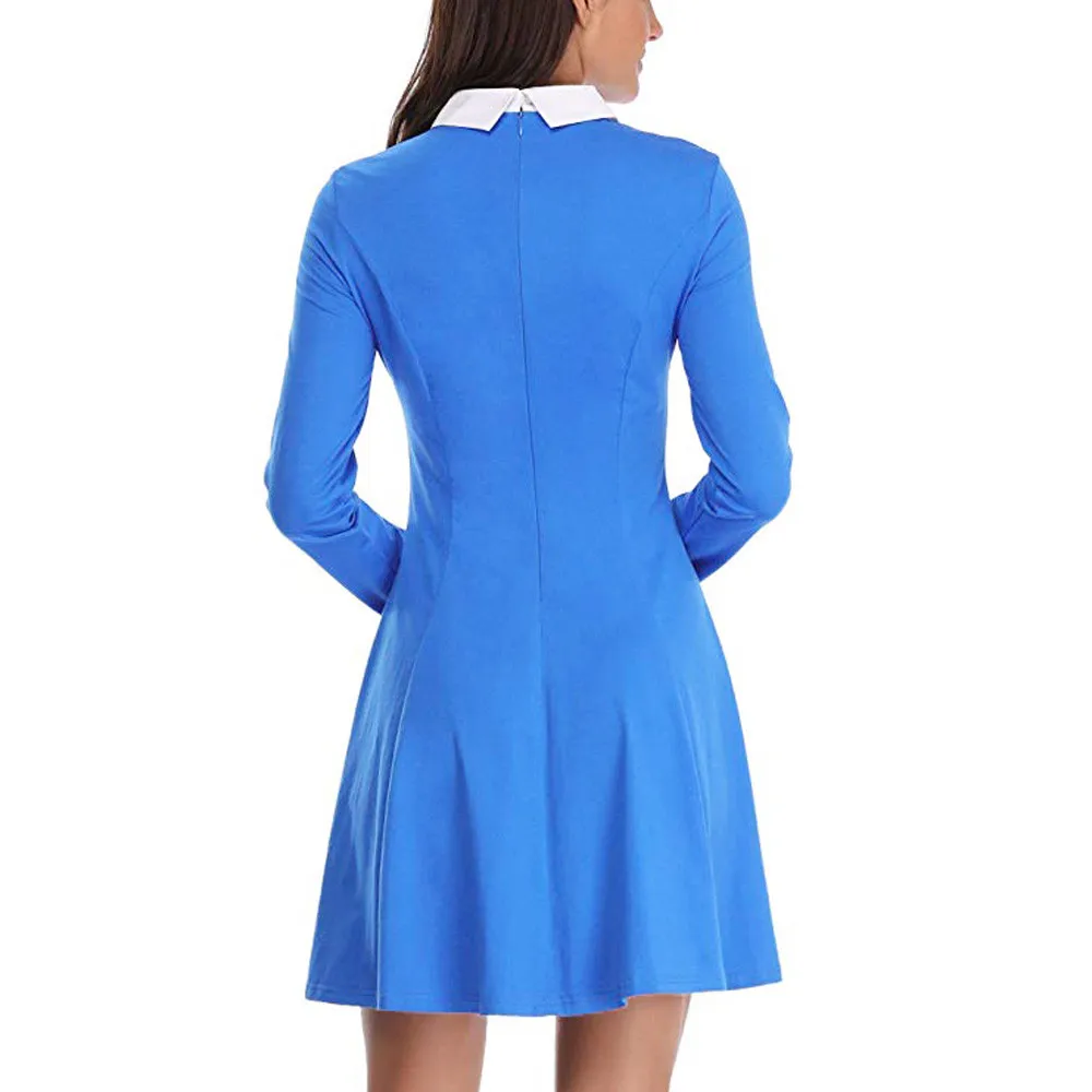 Vetement femme 2019 женское модное Повседневное платье с длинными рукавами и круглым