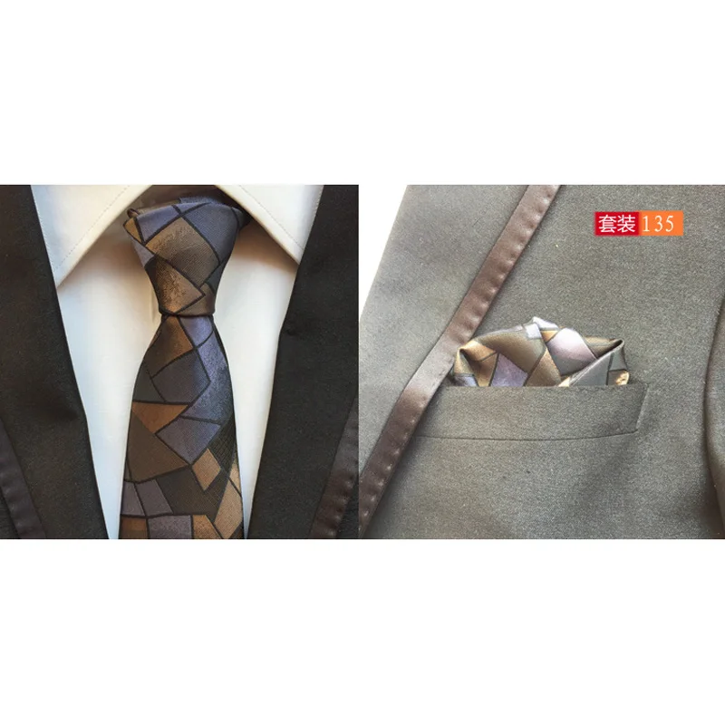 Men Blue Brown Checks Necktie Ties Pocket Square Handkerchief Lot NEW HZTIE0147 | Аксессуары для одежды