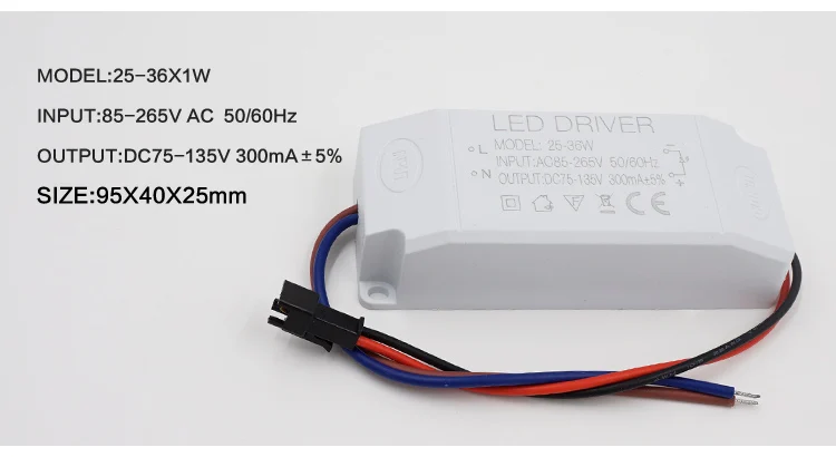 AC85-265V 1-36*1 Вт Светодиодный драйвер постоянного тока 3 Вт, 6 Вт, 9 Вт, 12 Вт, 18 Вт, 24 Вт, 36 Вт DC3-90V Питание светильник трансформаторы светодиодный вниз светильник 300mA
