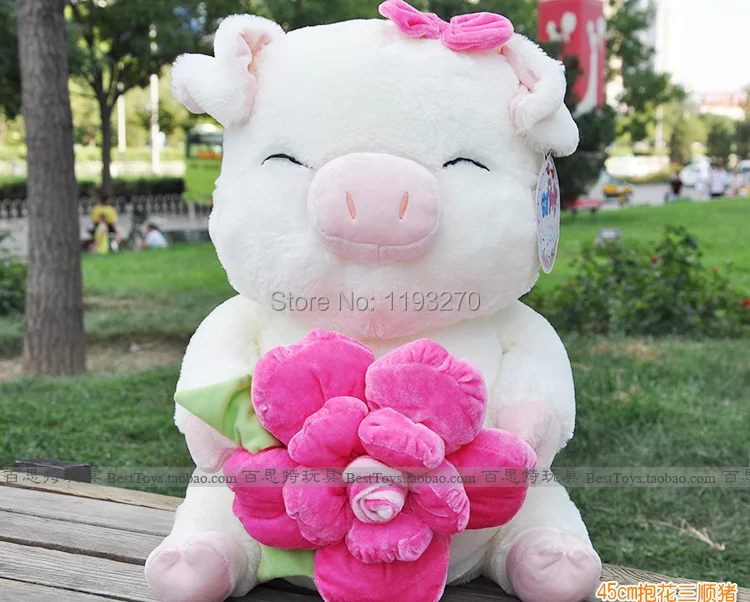 

stuffed animal 27cm beauty pig hugged rose plush toy doll great gift free shipping w230
