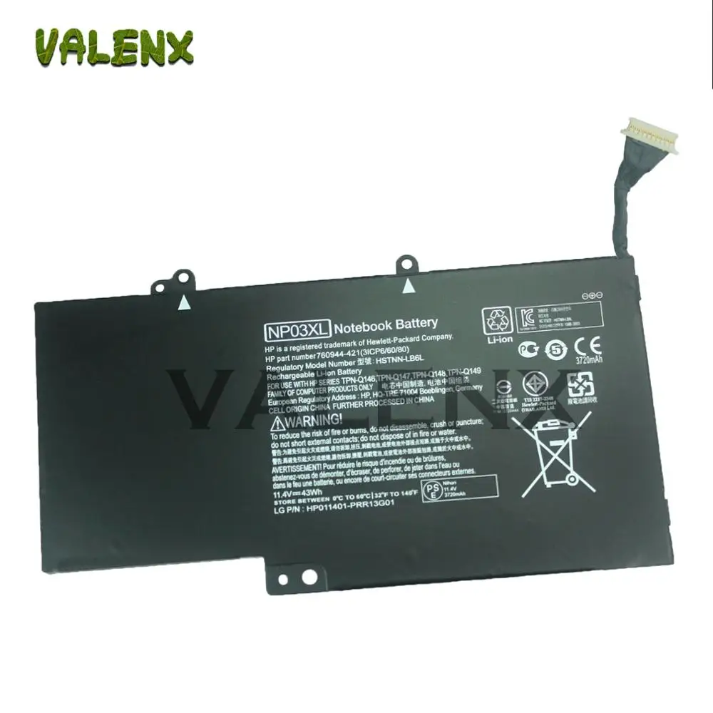 

New Laptop Battery NP03XL for HP Pavilion X360 13-A010DX TPN-Q146 TPN-Q147 TPN-Q148 HSTNN-LB6L 760944-421 Batteria